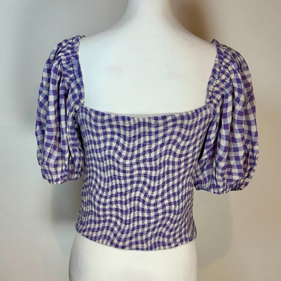 ASTR THE LABEL Purple Gingham Crop Top size large - Picture 3 of 4